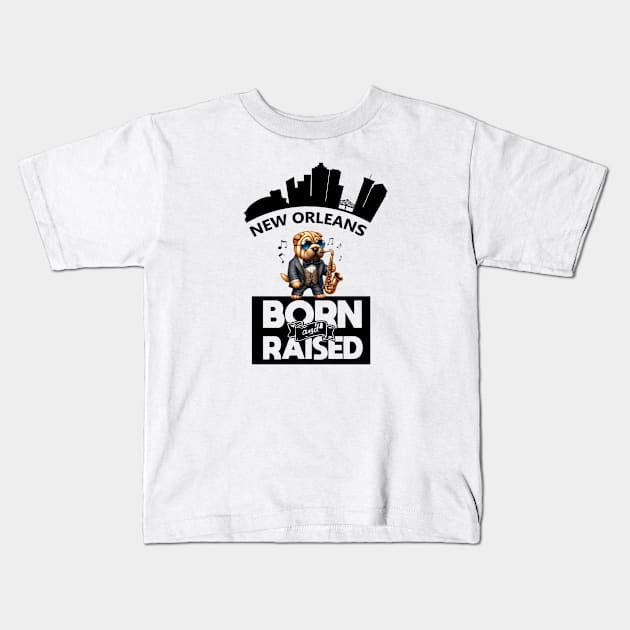 Jazz Shar Pei New Orleans Born And Raised Kids T-Shirt by  Big Foot Shirt Shop